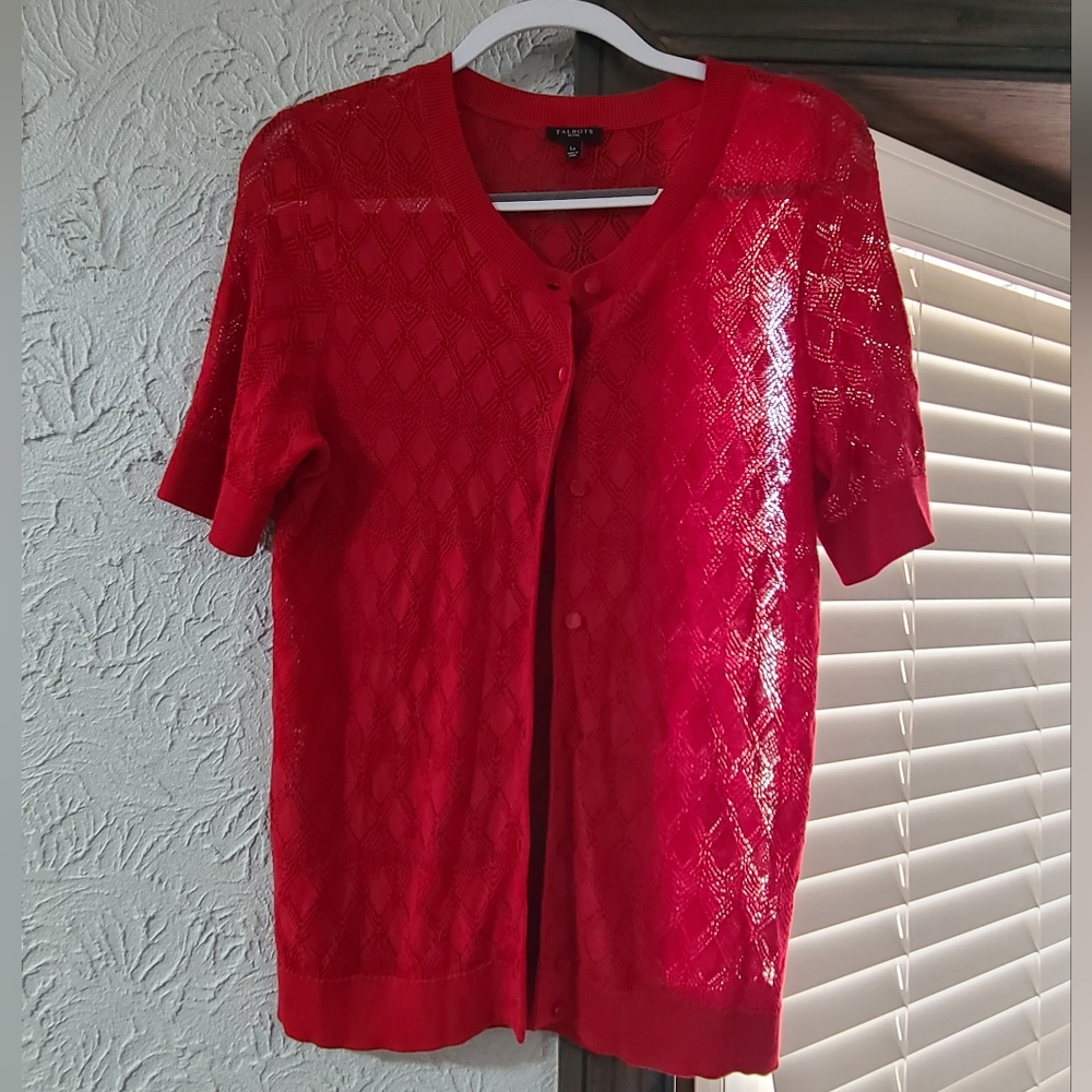 Talbots Bright Red  Cardigan - Large Petite
